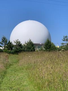 The radar station at RAF Trimingham - this is losing the battle against the crumbling cliffs and will have to be moved inland very soon